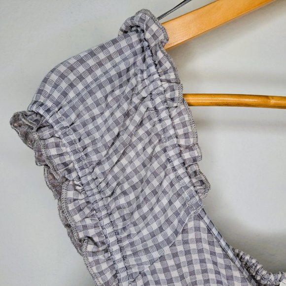 Urban Romantics Juniors Plaid Crop Tops Gray/White Size L NWT - Picture 4 of 12